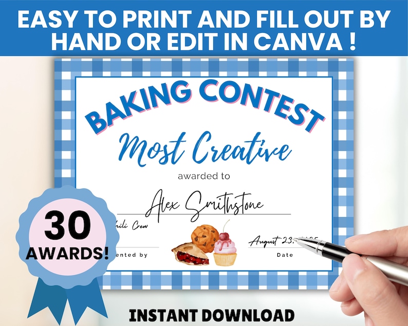 Editable Ultimate Baking Competition Kit, Baking Contest Award ...