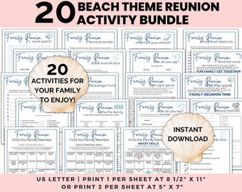 Beach Family Reunion Activities, Family Reunion games, Reunion Bingo Game, printable reunion games, Family Reunion Ideas, Family Party games