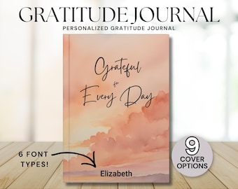 Hardcover Personalized Gratitude Journal, Grateful for Everyday Journal, Custom Name Journal