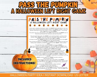 Pass the Pumpkin Halloween Left Right Game, Halloween Pass the Prize, Halloween Pass the Gift, Halloween Group Game, Left Right activity