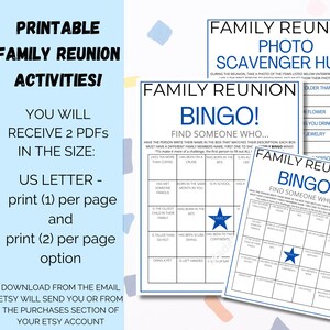 family reunion bingo games, family ice breaker game, summer reunion, family party, family get together