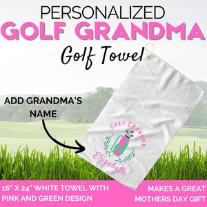 Serviette de golf personnalisée pour grand-mère, serviette de golf personnalisée, cadeau de fête des mères pour grand-mère, cadeau de golf pour grand-mère, serviette de golf pour femme, golf pour femme