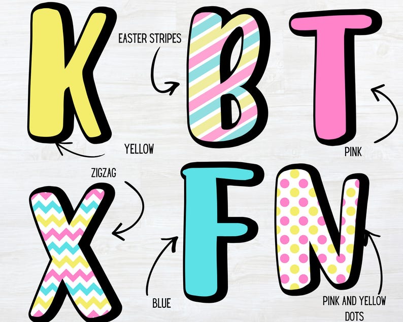 Bright Easter Bulletin Board Letters, Bright Spring Colors Bulletin ...