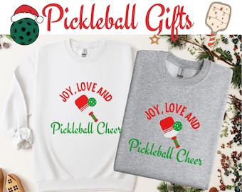 Freude, Liebe und Pickleball Cheer Sweatshirt, Weihnachten Pickleball Sweatshirt, Geschenk für Pickleball Liebhaber, Weihnachtsgeschenk für Pickleballer