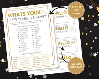 Silvester, was ist dein Name, Silvesterparty, Silvesterpartyspiel, Silvester druckbar, was ist dein Name?