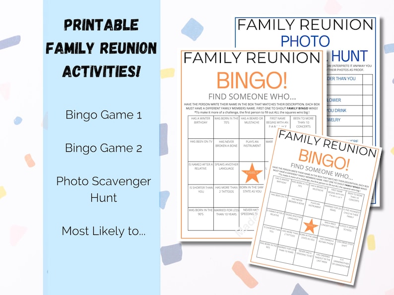 Family reunion ideas, family reunion games, family reunion find the family member, family scavenger hunt, reunion gathering games, ice breaker games