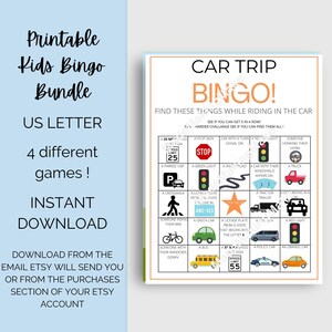 Kids Car Trip Bingo, Kids Car Games, Car Trip Game for Kids, Kids Bingo, Fun Car Ride Kids Game ...