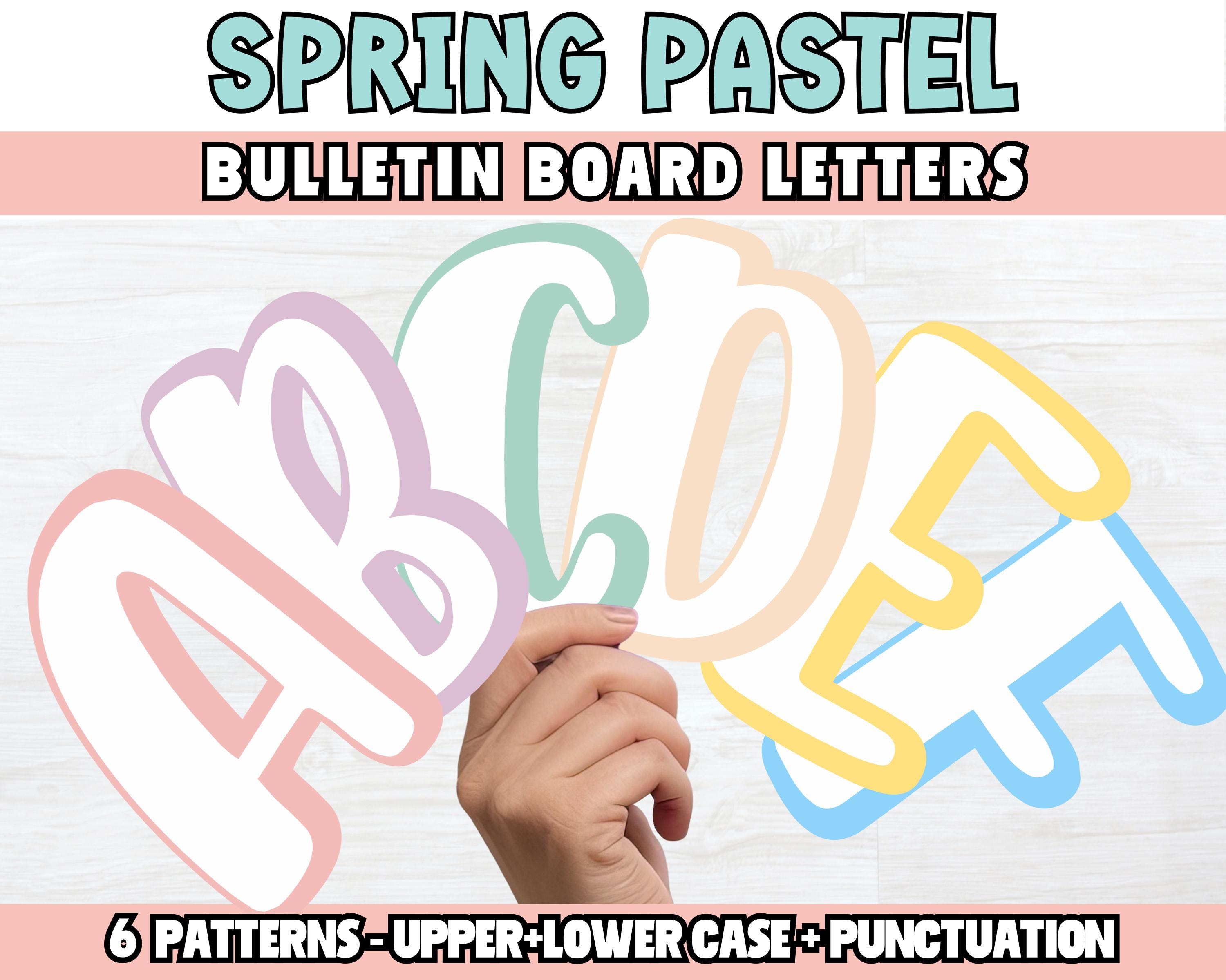 Spring Pastels Bulletin Board Letters, Pastel Colors Bulletin Lettering ...