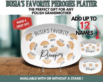 Busia's Favorite Pierogies, Custom Platter for Polish Grandmother, Personalized Polish Grandmother Gift, Grandkids names platter for Busia