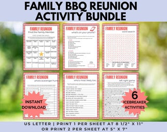 Family BBQ Reunion Activities, Family Reunion Group Games, Summer Family Reunion Bingo, Printable Reunion Games, Reunion Icebreaker Games,