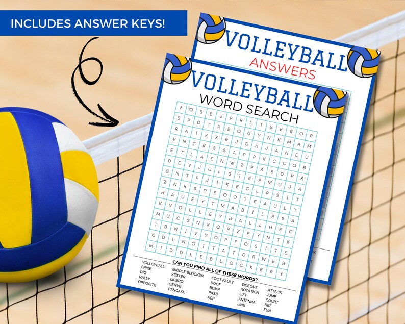 Volleyball Word Search Game, Volleyball Team Building Activity ...
