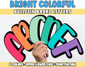 Bright Colorful Bulletin Board Letters, Rainbow Colors bulletin Lettering, Bright Classroom Decorator, Printable Class colorful letter decor