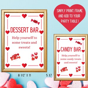 Valentines Candy Bar Sign, Valentine&#39;s Day Dessert table sign, Candy buffet sign, printable candy bar sign, Valentines party dessert sign