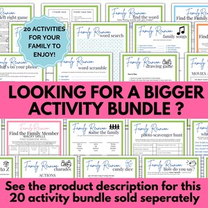 family reunion games bundle, reunion game bundle, 20 reunion activities