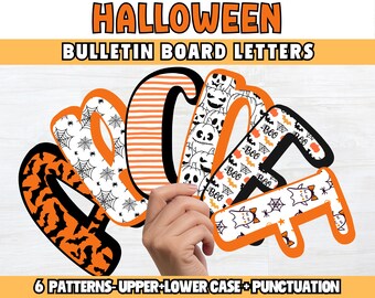 Halloween Bulletin Board Letters, Black and Orange Halloween bulletin Lettering, Cute Halloween Classroom Decorator, Printable Class decor