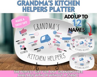 Grandma's Kitchen Helpers Platter, Custom Platter for Grandma, Personalized Grandma Gift, Grandkids names gift for Grandma, Mothers Day gift