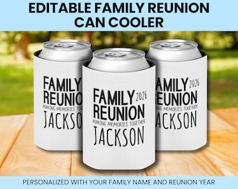 Personalized Family Reunion Can Cooler, Custom Family Reunion koozie, Personalized Reunion can holders, Custom Family Reunion Welcome favors