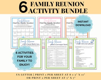 Family Reunion Games bundle, family activity, reunion games, reunion bingo game, printable reunion game, family reunion, find someone who
