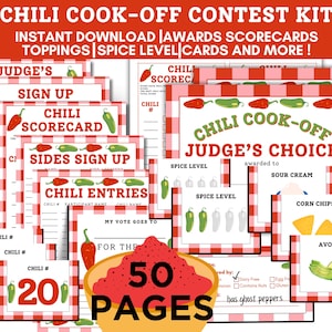 Chili Cook-off Kit, Chili Cook-off awards, Chili cookoff ballots, Chili competition scorecards, Chili Contest bundle, Chili Tasting contest