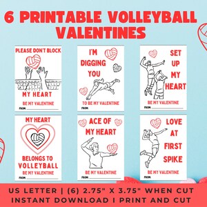 Mädchen-Volleyball-Valentinstagskarten, druckbares Valentinstagsbündel, rosa Valentinstagvolleyball, Mädchen-Volleyballkarten, Valentinstagskarten, Valentinstagskarten