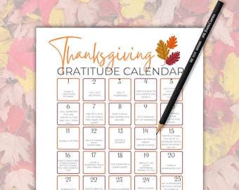 Thanksgiving Dankbarkeitskalender für Erwachsene, Danksagungskalender, Thanksgiving-Kalender, Erntedankkalender für Erwachsene, November dankbar