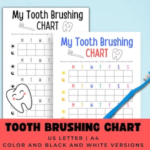 Tabla de cepillado de dientes, calendario de cepillado de dientes imprimible, tabla de cepillado de dientes para niños, tabla de rutina de cepillado de dientes para niños, tabla de recompensas por cepillado de dientes