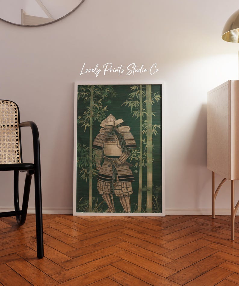 Vintage Samurai Print, Japanese Warrior Art, Bamboo Forest Poster, Dark ...