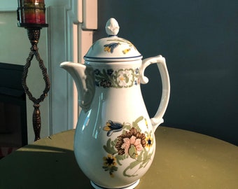 Vintage light blue teapot with floral design made in West Germany