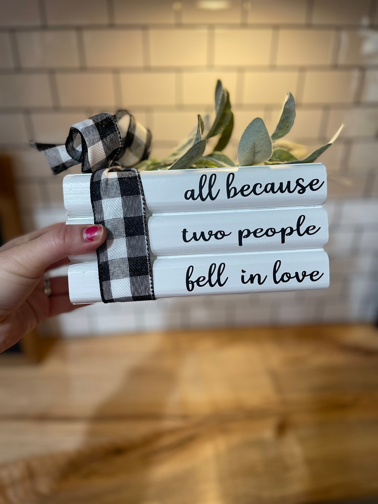 Farmhouse Book Stack Decor | “all Because Two People Fell in Love ...