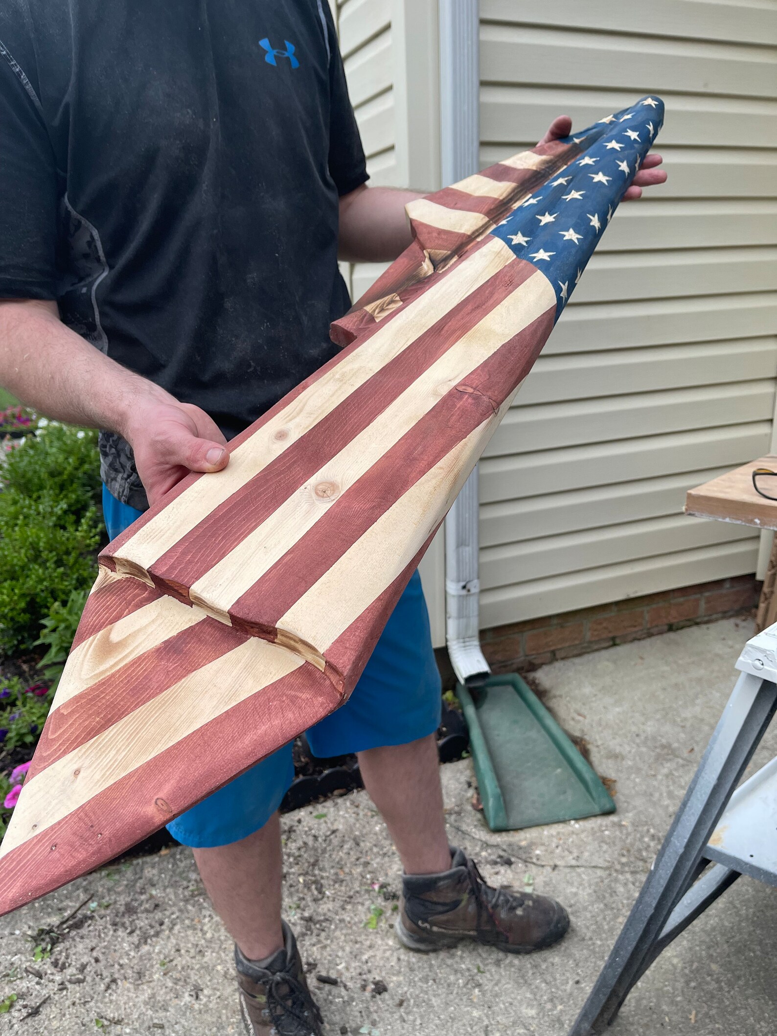 American Flag // Sculpted American Flag // Patriotic Flag // Wooden
