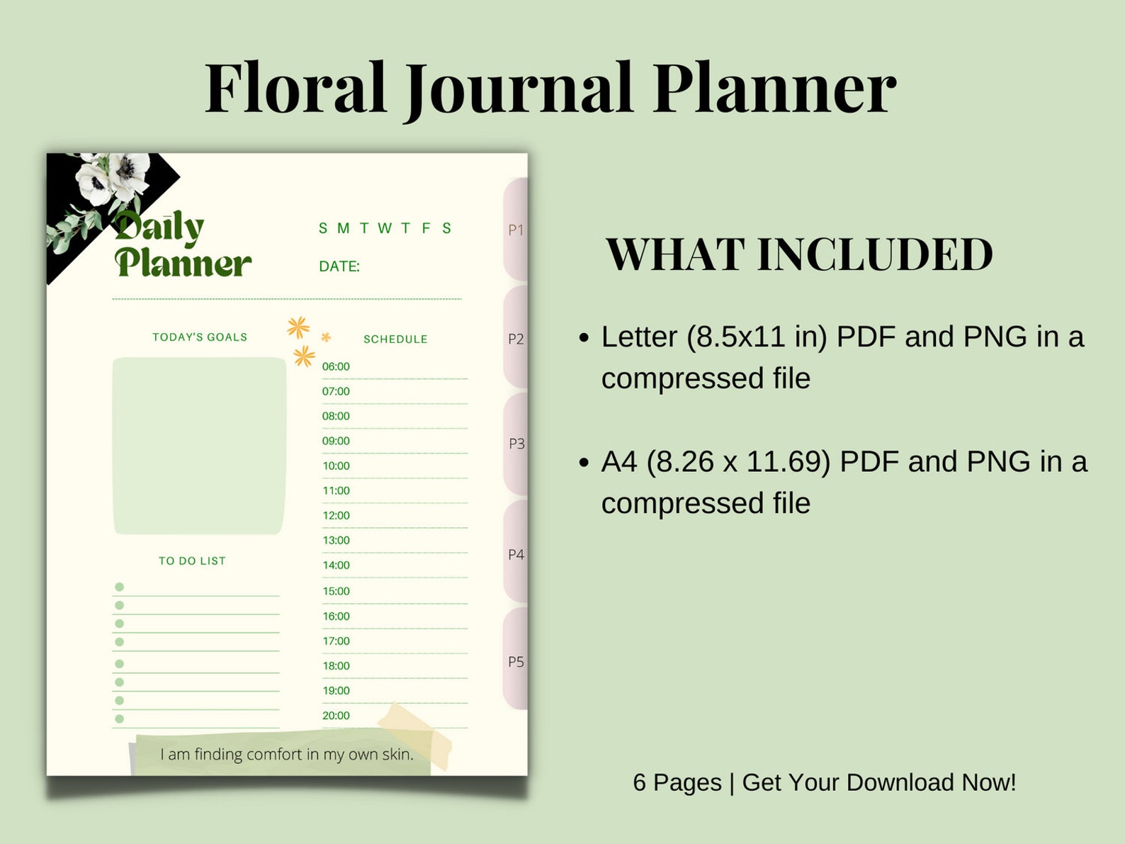 Minimalist Floral Journal Planner, Undated Planner, Undated Planner ...