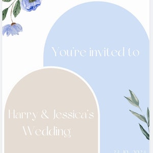 Blue Vintage Floral Wedding Invitation