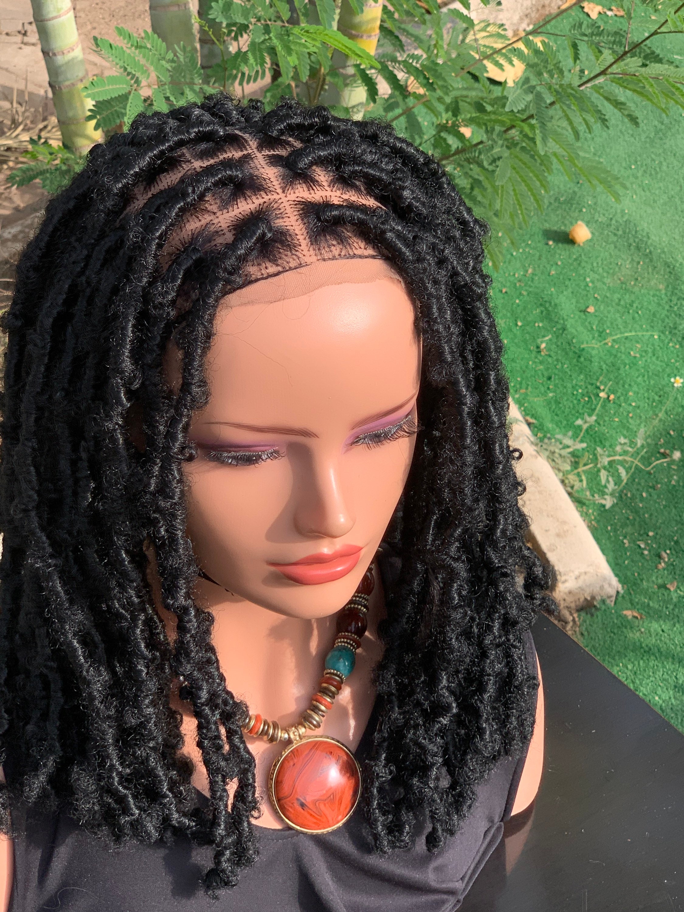 Faux Locs Braided Wig Dreadlocks Wig Butterfly Locs Wig Etsy