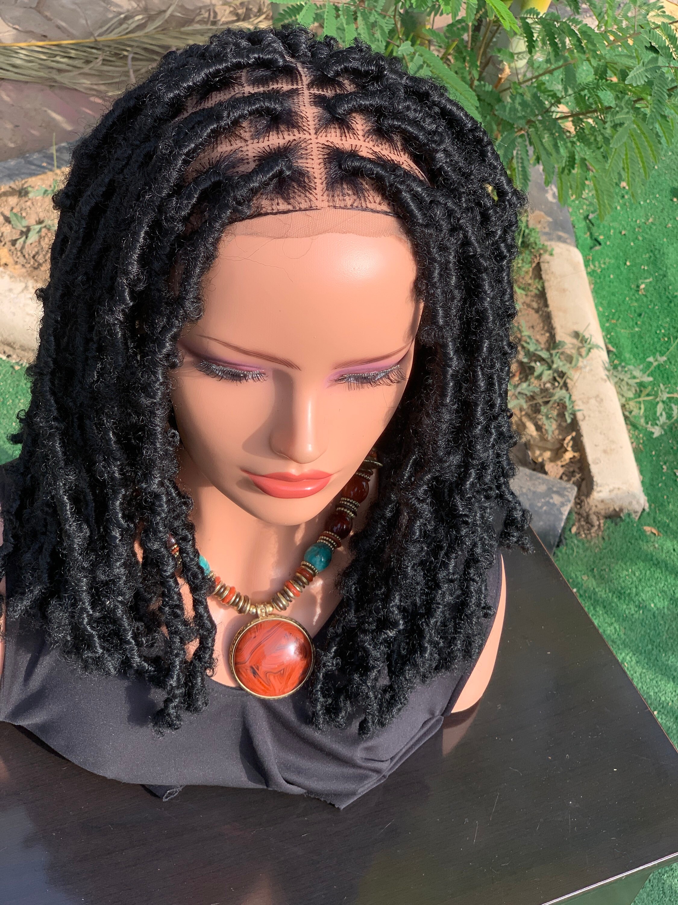 Faux Locs Braided Wig Dreadlocks Wig Butterfly Locs Wig Etsy