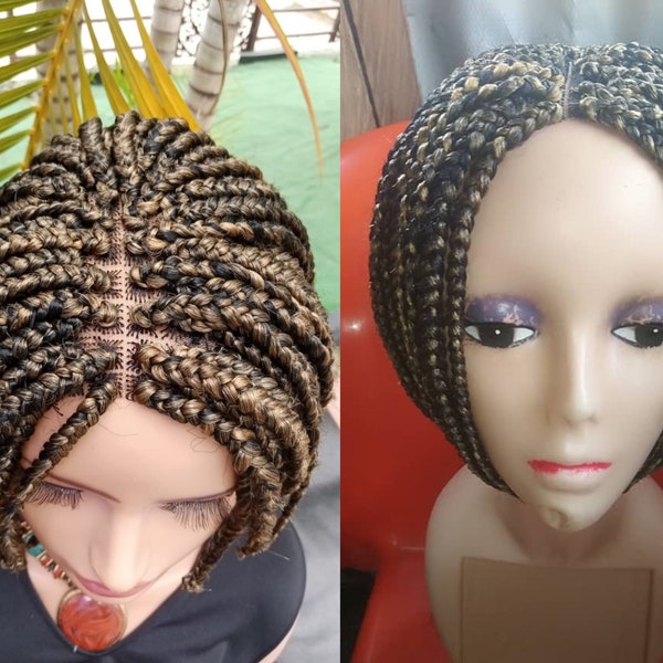Bob Braided Wig for black Women| 8inches Short Wig| Glueless wig| Blonde Wig| Custom Wig | braided wig| Light weight| Bob Wig|gift for mom