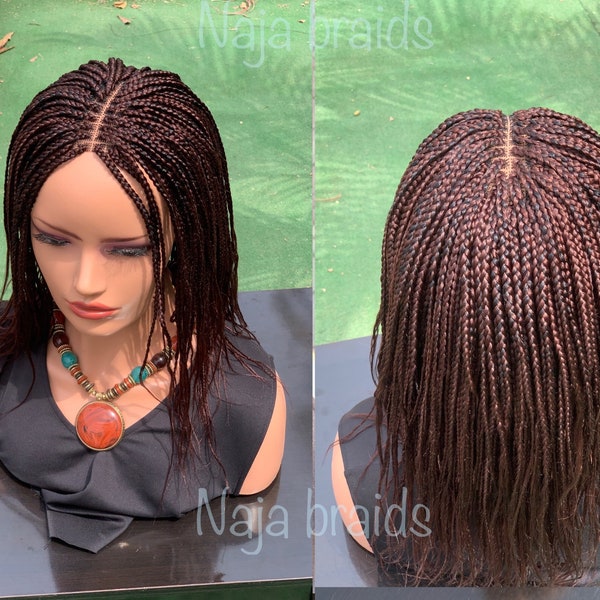 Shoulder Length brown braid wig, 16inches closure braids wig, Beginners friendly wig, Glueless wig, light weight braids wig, box braid