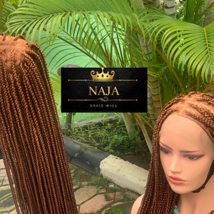 Knotless Braided Wig: Full Lace, Color 30, Mid Back Length