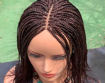 Shoulder Length brown braid wig, 16inches closure braids wig, Beginners friendly wig, Glueless wig, light weight braids wig, box braid