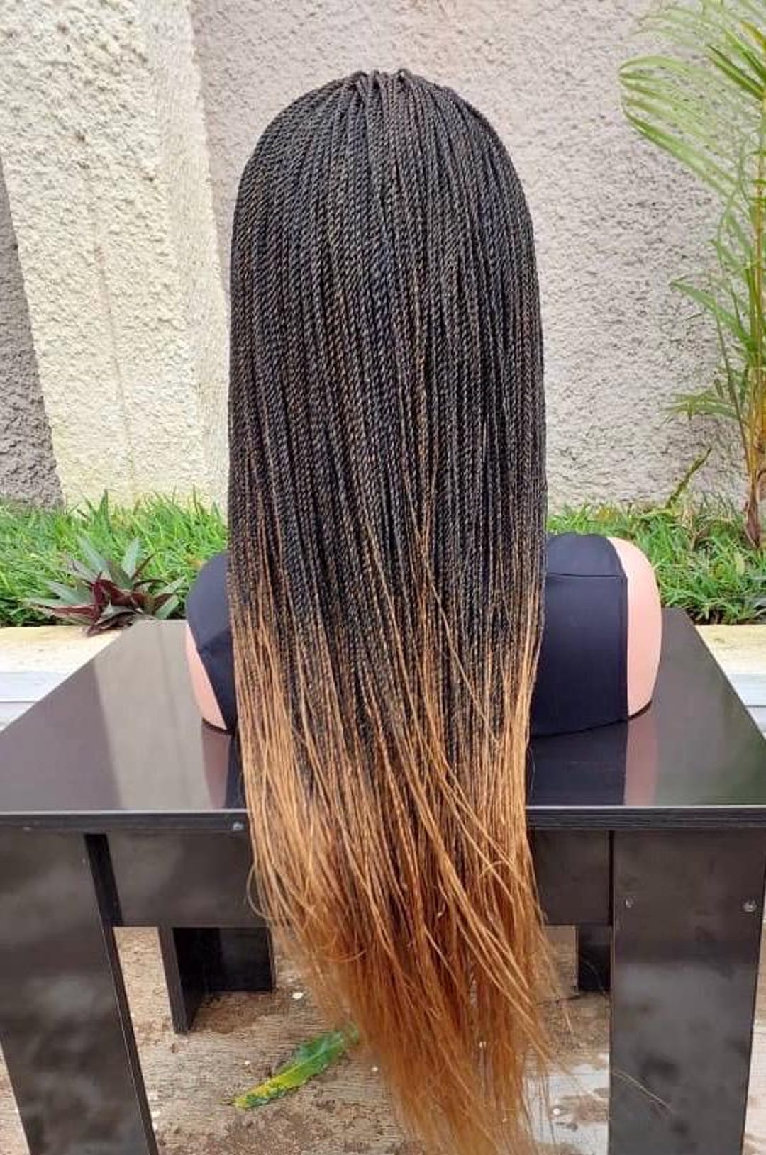 ? 24 ” 1B/27 OMBRÉ Micro Braid LaceFront WIG *NWT Ombre Micro Twist Braided Wig - Black and Gold (1/27) - Etsy main image 4