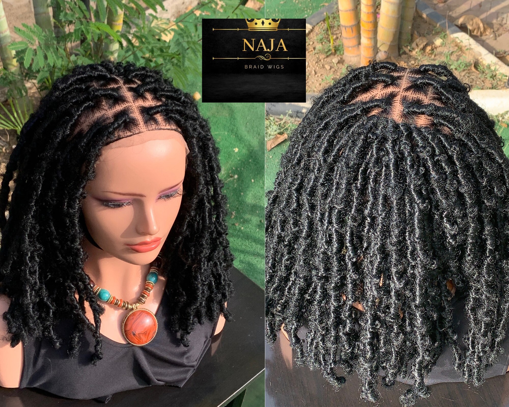 Faux Locs Braided Wig Dreadlocks Wig Butterfly Locs Wig Etsy