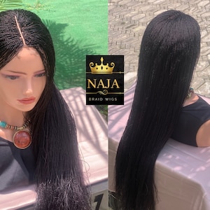 Ready to ship Micro Senegalese twist braids wig| Glueless closure wig | Handmade deep middle part twist braided wig| light weight braids wig