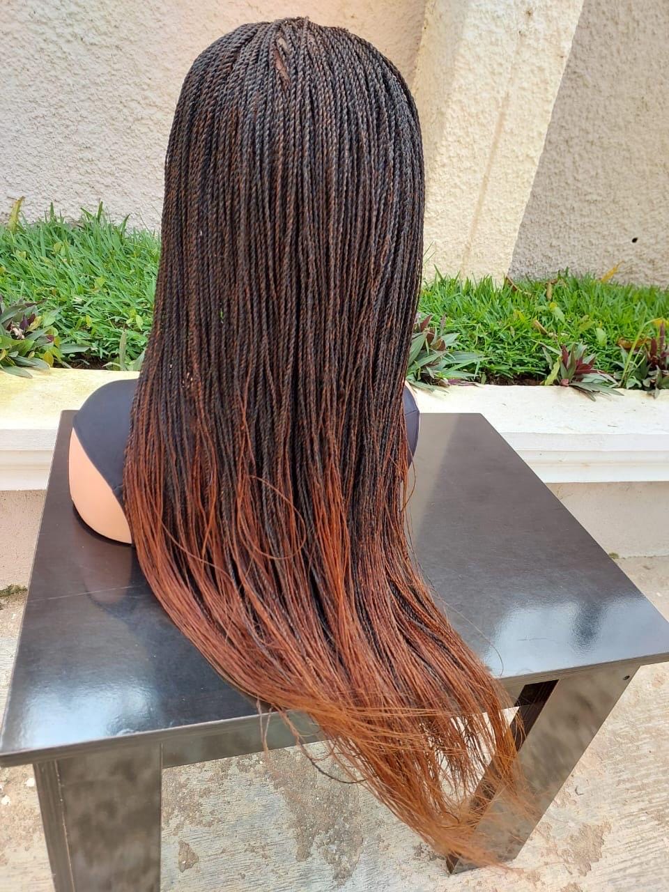 Ready To Ship micro Senegalese twist braids  Wig for black women  Glueless Wig, Realistic Wig, mid back braided wig, full lace front wig