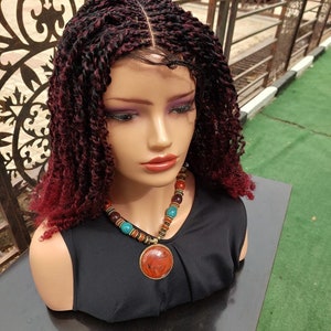 Passion twist short braids, 18inches afro twist, Braided Wig, braids. Bob braided wig, wig for Black women, Light weight braids wig