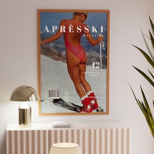 Aprés Ski Magazine Print, Digital Download Print, Wall Decor, Large Printable Art, Downloadable Prints, Ski Lodge Print, Vintage Print