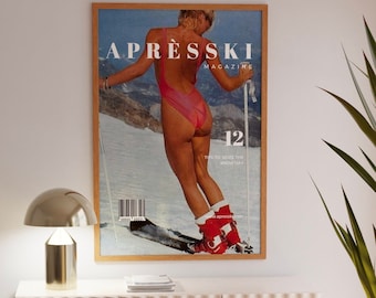 Aprés Ski Magazine Print, Digital Download Print, Wall Decor, Large Printable Art, Downloadable Prints, Ski Lodge Print, Vintage Print