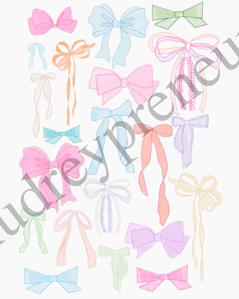 Trendy Watercolor Bows Wall Art | Chinoiserie Art | Coastal Wall Art | Grand Millenial Wall Art | Digital Download | Preppy Wall Art image 4