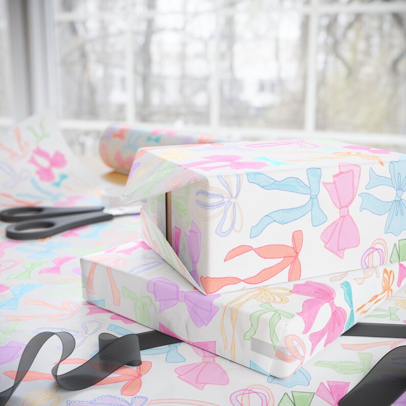 BOW WRAPPING PAPER | Christmas Wrapping Paper | Girly Wrapping Paper | Birthday Wrapping Paper | Preppy Gift | Coquette Wrapping Paper image 6