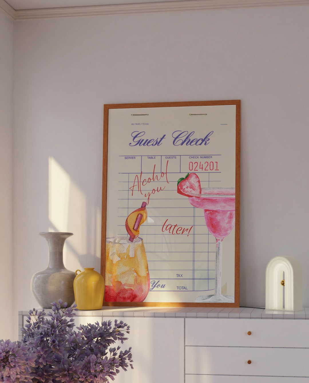 Bar Cart Wall Art | Cocktail Print | Trendy Poster | Guest Check Wall ...