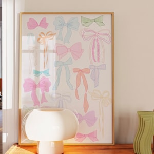 Trendy Watercolor Bows Wall Art | Chinoiserie Art | Coastal Wall Art | Grand Millenial Wall Art | Digital Download | Preppy Wall Art image 3