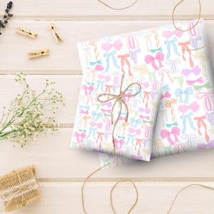 BOW WRAPPING PAPER | Christmas Wrapping Paper | Girly Wrapping Paper | Birthday Wrapping Paper | Preppy Gift | Coquette Wrapping Paper image 8